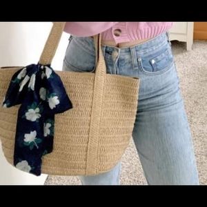Like New! Draper James Straw Bag with Floral Scarf